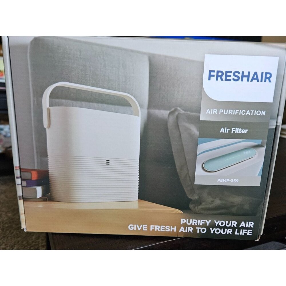 Freshair Portable White Air Purifier USB Charging & Digital Display and Manual